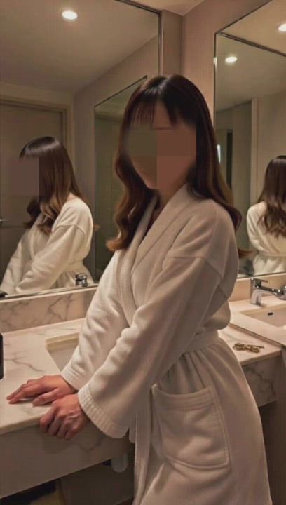 鏡の前で・・・